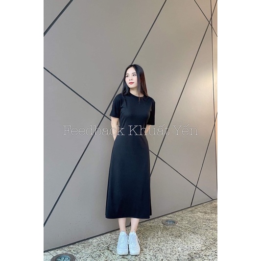 Váy dáng A l1 chất borip cao cấp dày dặn trơn kiểu suông dáng dài qua gối BIGSIZE❤Khuất Yến❤ mềm mát co giãn siêu đẹp V1