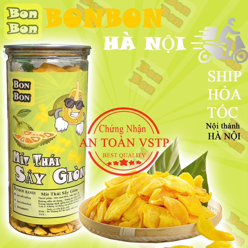 Mít thái sấy giòn 230g BONBON Đồ ăn vặt Hà Nội vừa ngon,vừa rẻ, Hàng loại 1 Bonbon