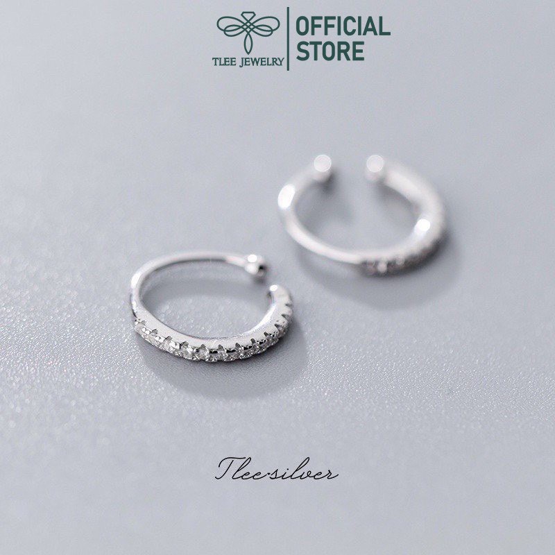 Khuyên tai bạc TLEE kẹp vành nạm đá cá tính TleeJewelry B0351