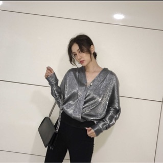 [Hàng Order] Áo sơ mi bóng vạt chéo
