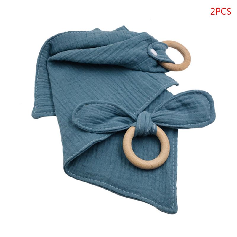 1 Bộ Yếm Cotton Hình Tai Thỏ Cho Bé Ngậm Mọc Răng