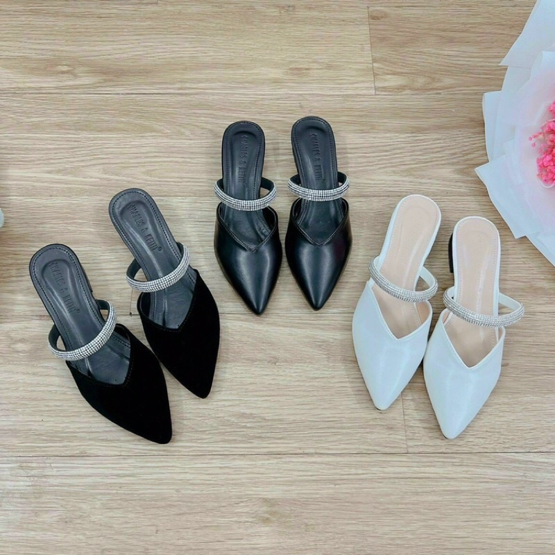 Giày Sục nữ quai đá mũi nhọn, cao 3 phân sang đẹp hàng vnxk loại 1