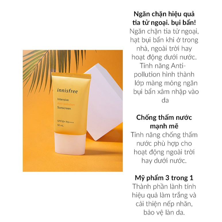 KEM CHỐNG NẮNG INNISFREE Intensive Anti Pollution Sunscreen SPF50+ PA++++ SAMPLE 1mL