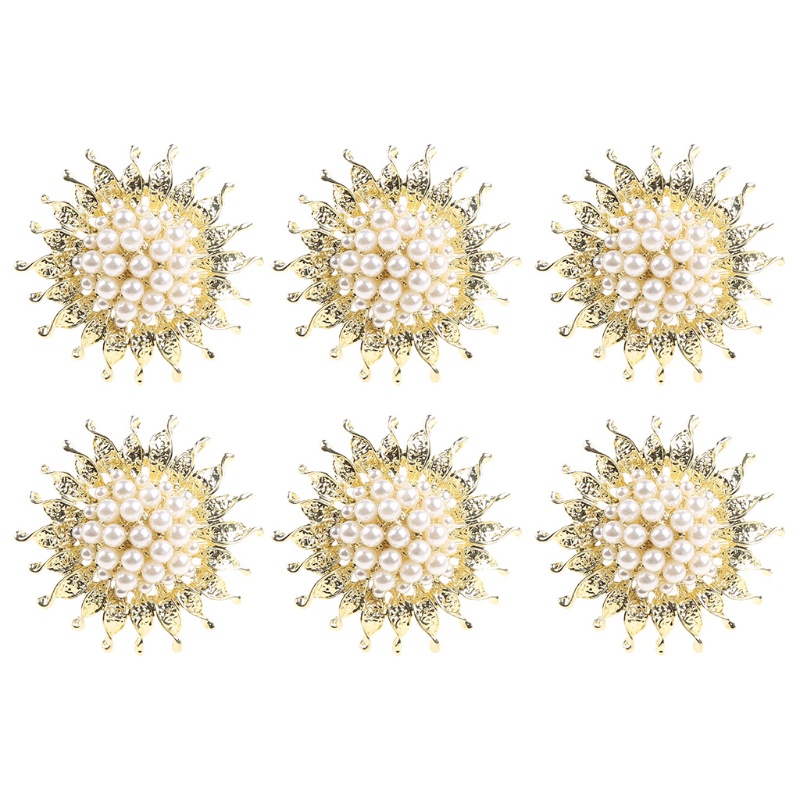 Bộ 6 Vòng Giữ Khăn Ăn Bằng Kim Loại Hình Hoa Hướng Dương Handmade Tiện Dụng