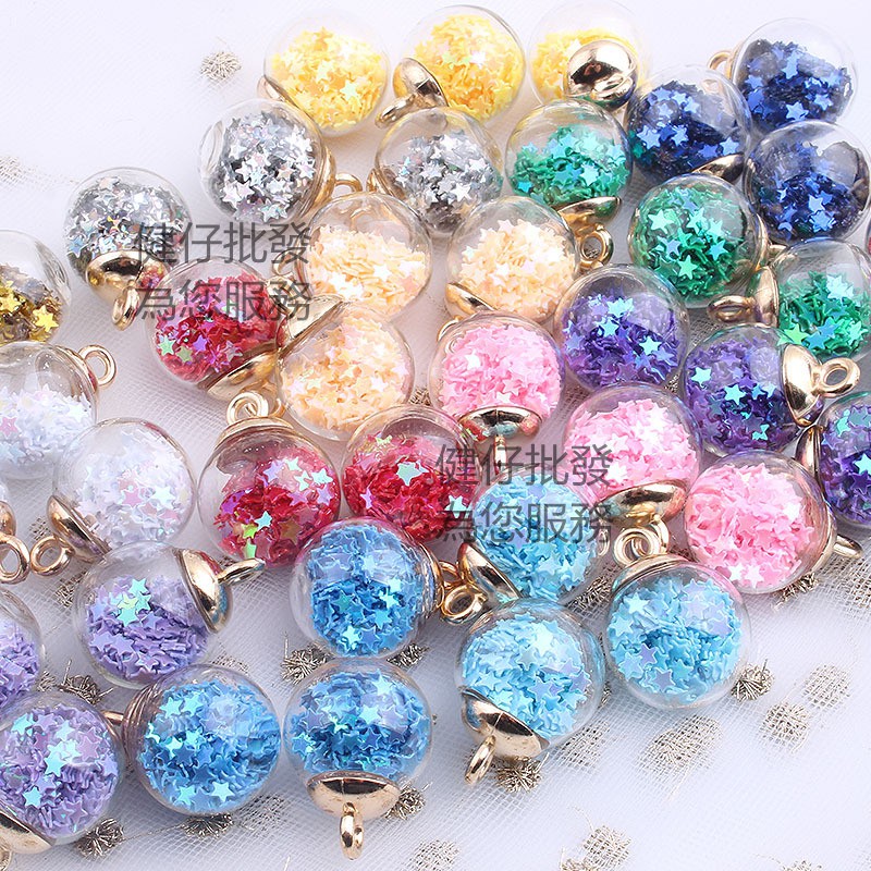 Phụ Kiện Trang Sức Hình Ngôi Sao Năm Cánh Mặt Kính Nhiều Màu Sắc Thủ Công