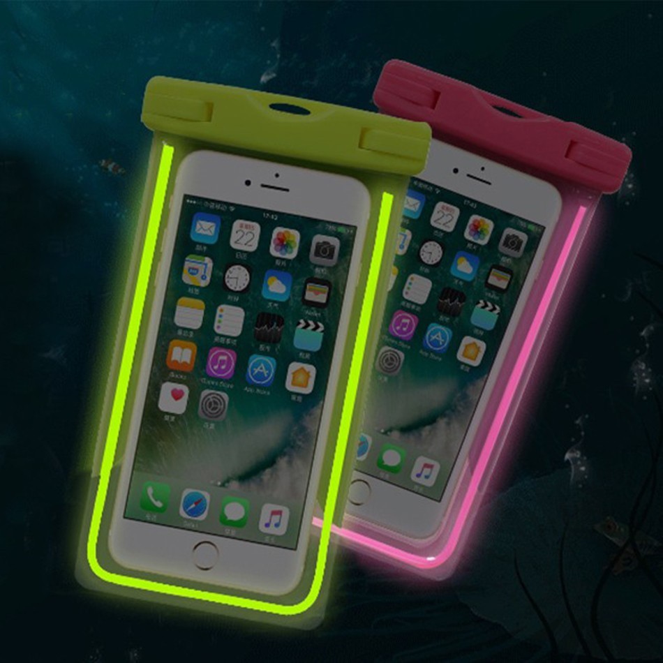 Túi chống nước dạ quang WaterProof phát sáng trong tối cho điện thoại 6 inch chuẩn chông nước IPx8