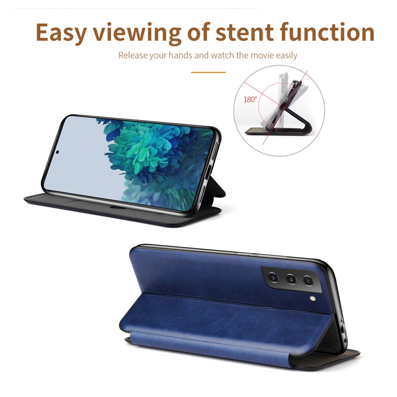 Ốp Điện Thoại Da PU Kiểu Ví Lật Từ Tính Có Đế Cho Samsung Galaxy S20 S21 S22 Plus Ultra FE 5G