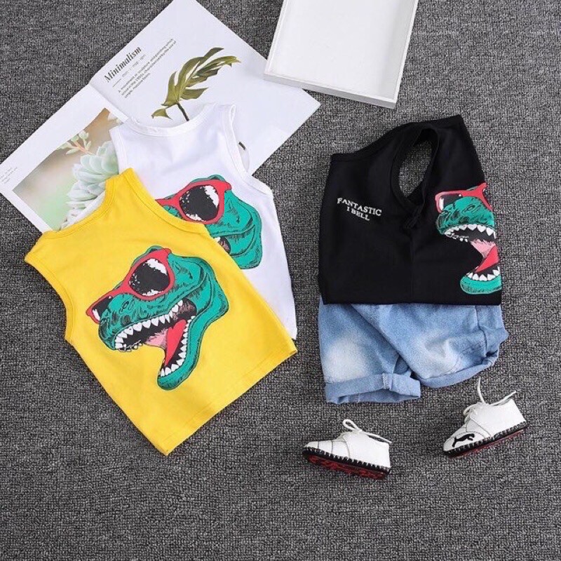 Áo Ba Lỗ Khủng Long Cho Bé 7-18kg Siêu Ngầu