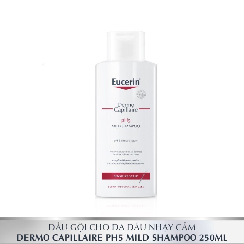 Dầu gội dịu nhẹ cho da đầu nhạy cảm Eucerin Dermo Capillaire pH5 Mild Shampoo 250ml