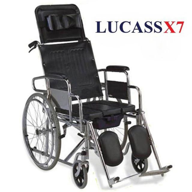 Xe Lăn Bô Ngả Đa Năng LUCASS X7 - Đẩy Đi Lại, Bô Vệ Sinh, Nằm Ngả, Phanh Tay