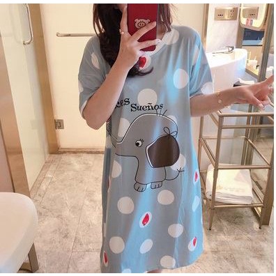 Đầm váy ngủ cotton mát dễ thương cute đáng yêu | BigBuy360 - bigbuy360.vn