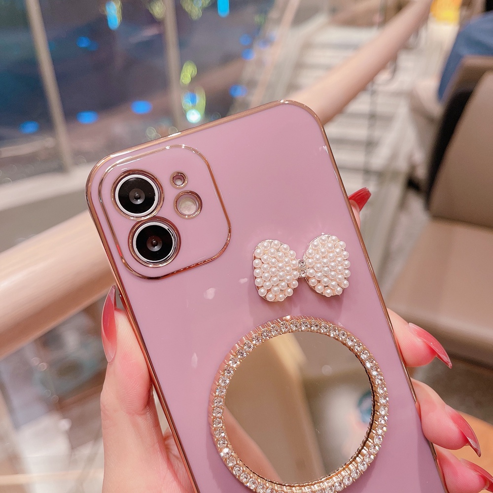Ốp điện thoại TPU có gương cao cấp sang trọng cho iPhone 12 11 pro max xs max xr x 8 7 plus
