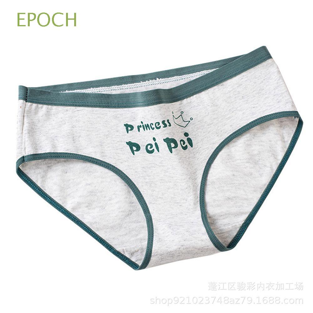 EPOCH Quần lót cotton mềm eo thấp phối ren thoáng khí in họa tiết kẻ sọc đính nơ ngọt ngào phong cách Hàn Quốc cho nữ