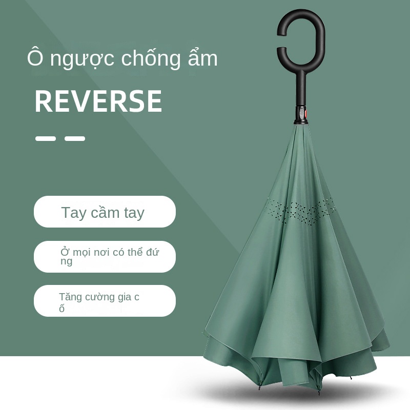 Ô dù xe đảo ngược ô dài xử lý ô ô nam đôi quá khổ ô tự động chống gió đôi lớn sáng tạo thẳng thẳng ô dù nữ