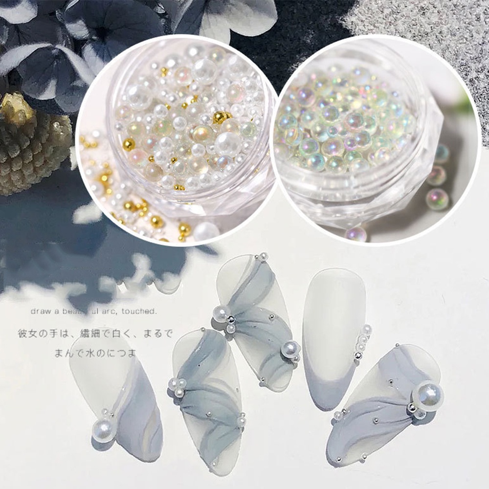 [Hàng mới về] Hộp Ngọc Trai Nhỏ 3D Lấp Lánh Gắn Trang Trí Móng Tay Nghệ Thuật