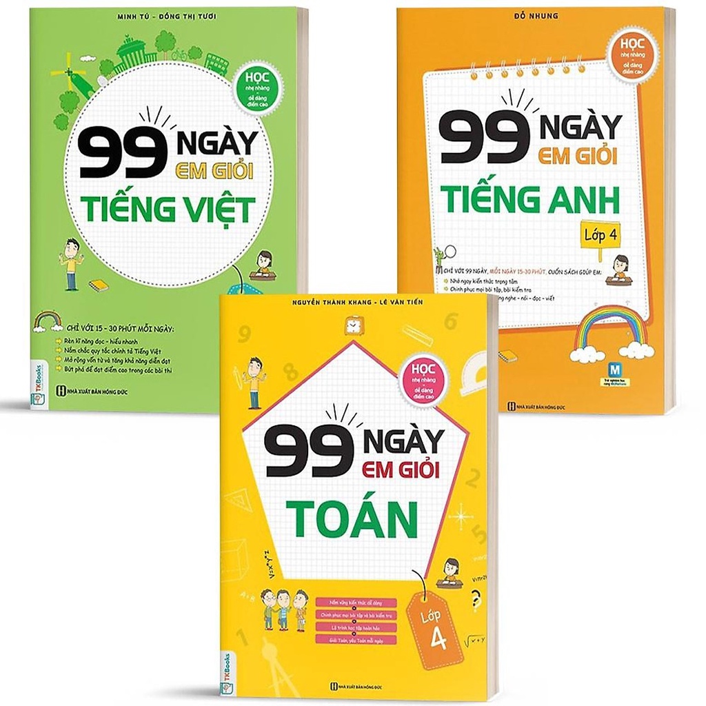 Sách - Combo 99 Ngày Em Giỏi Toán - Tiếng Việt - Tiếng Anh Lớp 4