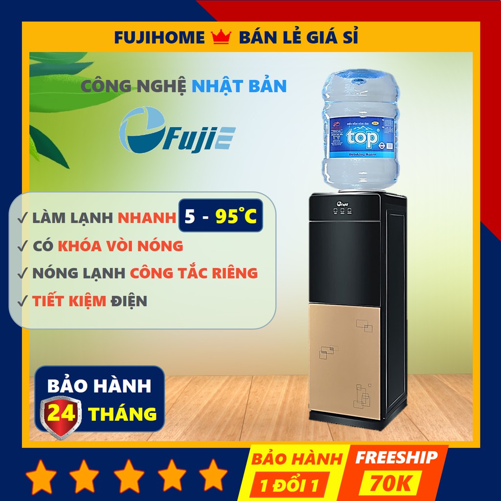 Cây nước nóng lạnh cao cấp Fujie WD1700E, bình lọc máy lọc nước nóng lạnh mini uống an toàn công nghệ Nhật Bản