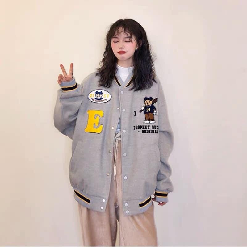 Áo Khoác Nỉ Ngoại Nam Nữ Áo Bomber Nỉ Chữ E Unisex Form Rộng Hàng Hot Trend | BigBuy360 - bigbuy360.vn