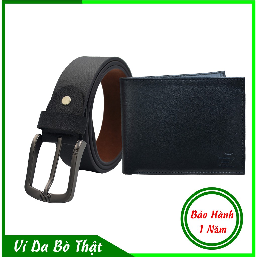 Bộ Thắt Lưng, Ví Nam Da Bò 100% Thời Trang Nam Shakavn SKCB02 (Đen - Nâu)