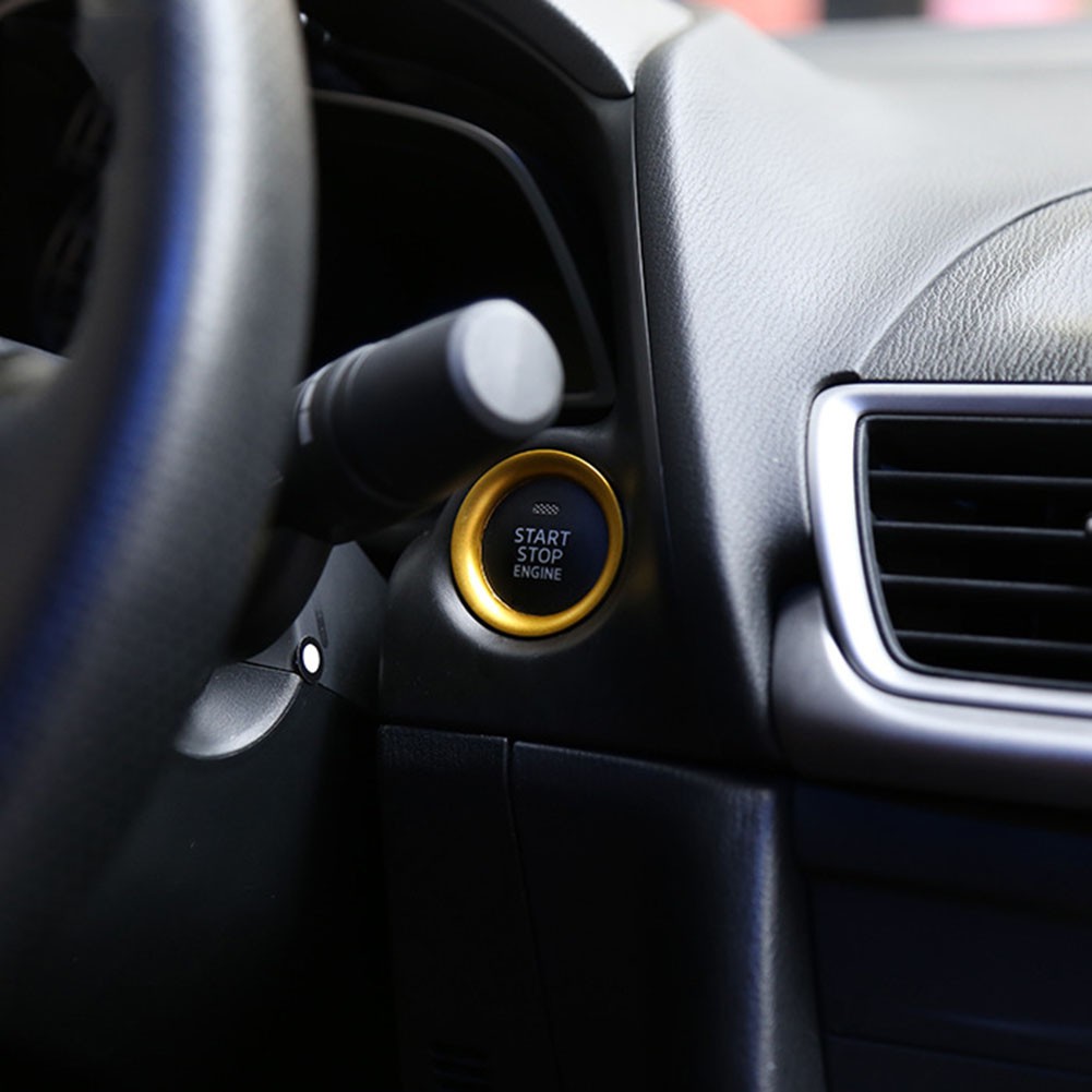 Vòng Kim Loại Viền Trang Trí Nút Khởi Động Xe Hơi Mazda 3 Axela 2014-2017
