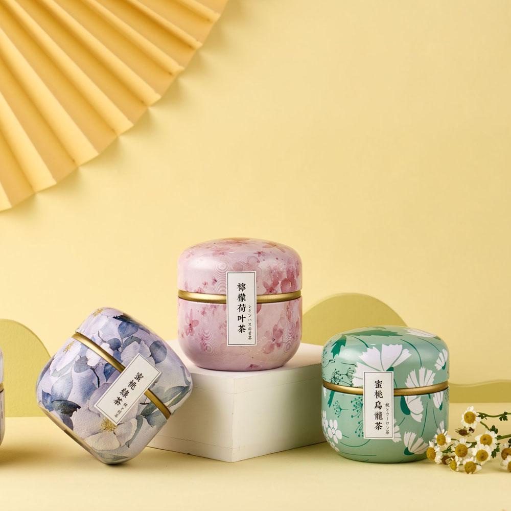 Hộp Thiếc Tròn Mini Đựng Bánh Kẹo In Hoa Kiểu Nhật Bản