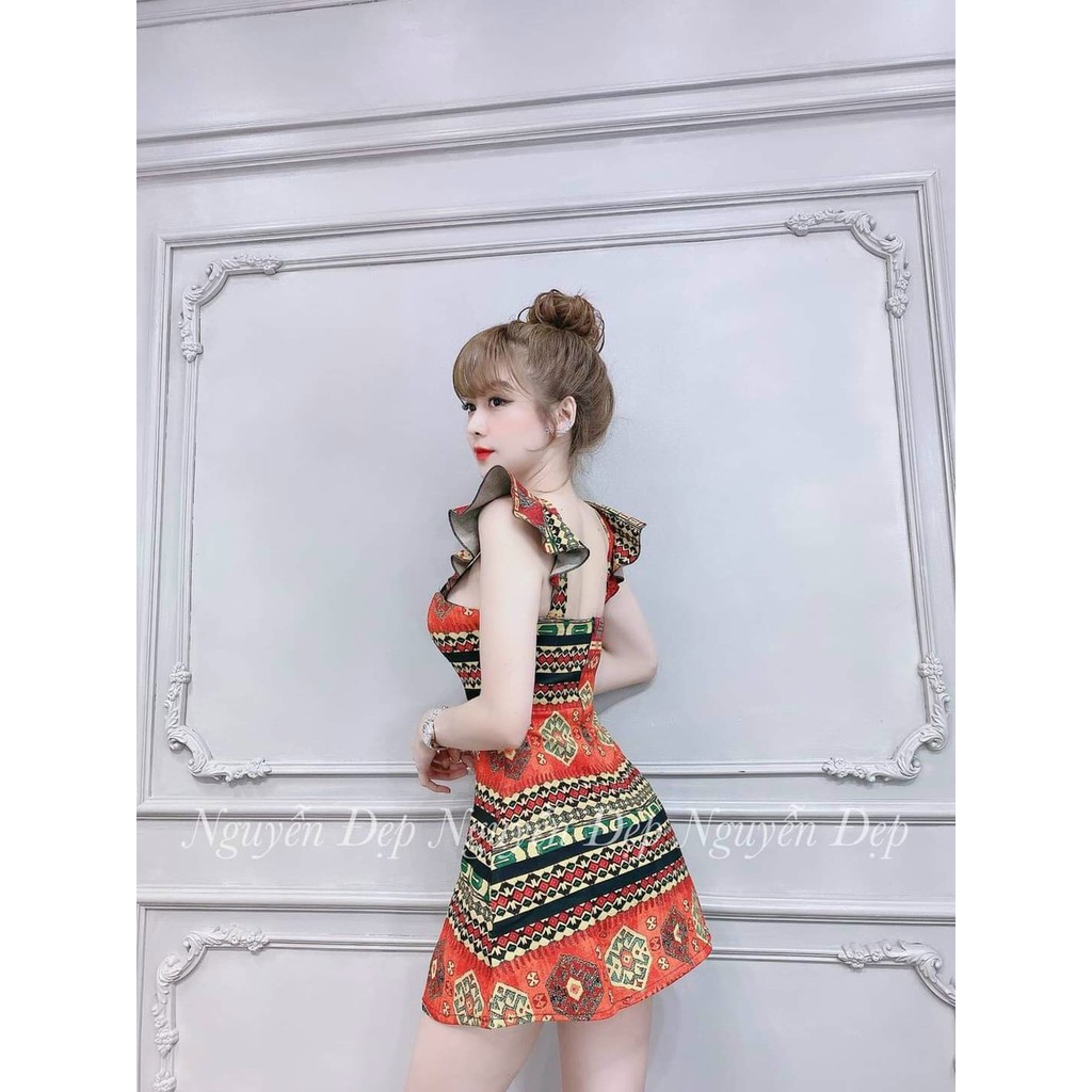 Váy đầm nữ hai dây cánh tiên in họa tiết (có mút) HT81