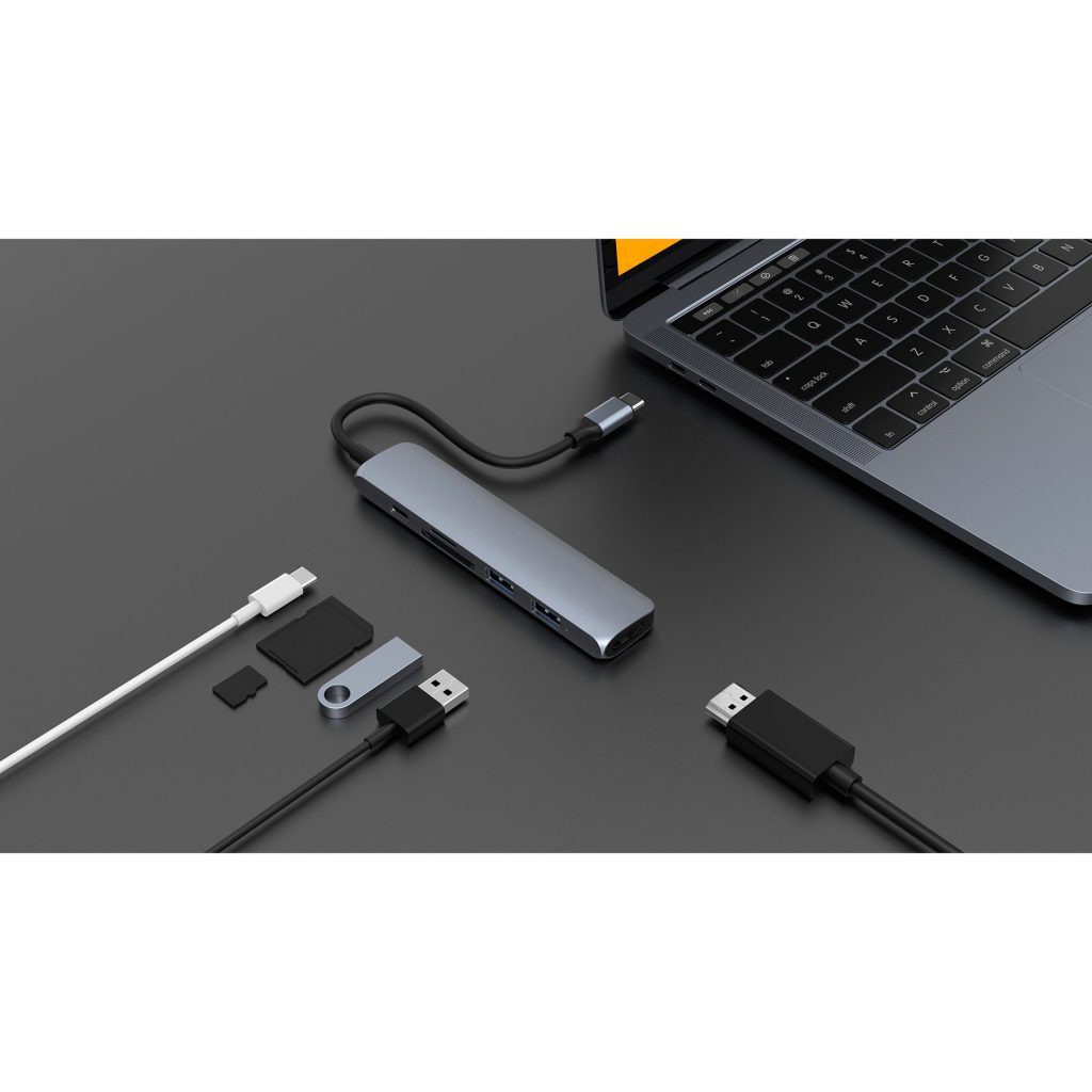 CỔNG CHUYỂN CHÍNH HÃNG HYPERDRIVE BAR 6 IN 1 USB-C HUB FOR MACBOOK, PC &amp; DEVICES