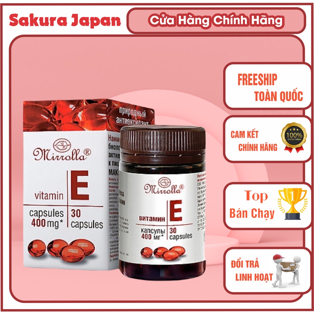 Vitamin E đỏ hàm lượng 400mg chính hãng Nga giúp da căng bóng mịn màng chống lão hóa và cải thiện da