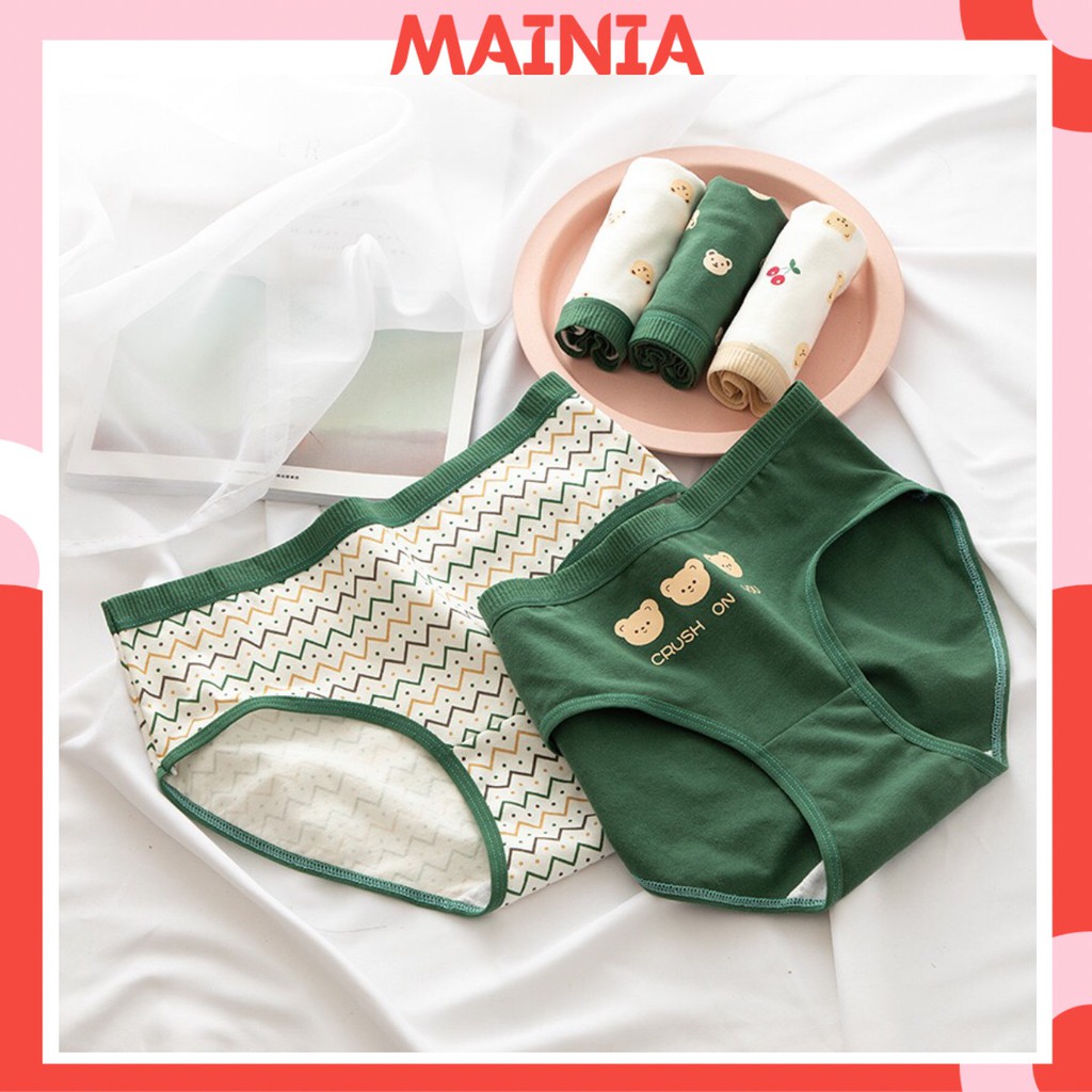 Quần Lót Nữ Cotton 5 Kiểu Gấu Xanh Lá Quần Chíp Dễ Thương Cute Siêu Đẹp Mainia Shop