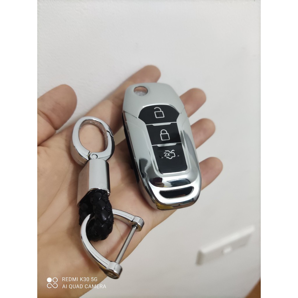 Ốp Chìa Khóa Silicon Tráng Gương Ford Ranger XLT- kèm móc