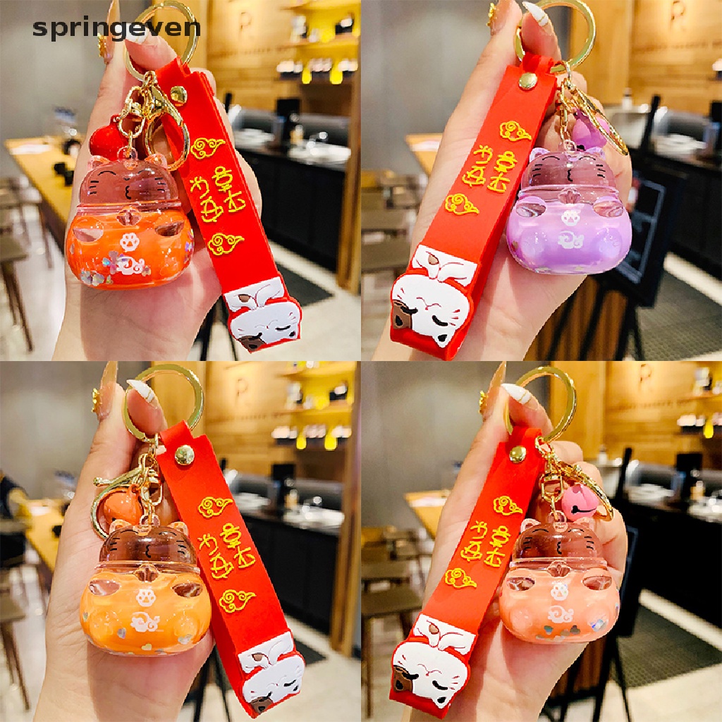 Móc Khóa Nhựa Acrylic Trong Suốt Hình Mèo May Mắn Sáng Tạo