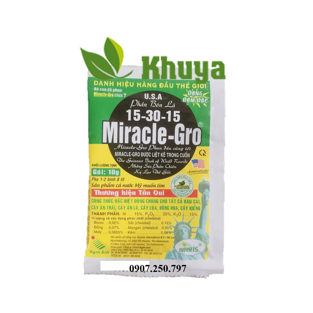 Phân bón lá Miracle Gro 15-30-15 gói 10gr Xanh lá - Đâm Chồi