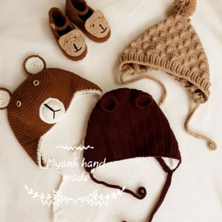 Set 3 mũ len và 1 giày handmade