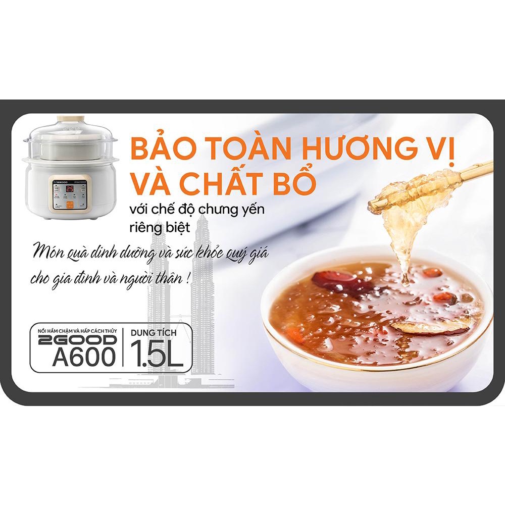 Nồi Nấu Cháo Chậm, Nồi Ninh Hầm Đa Năng 2GOOD Dung Tích 1.5L, Bảo hành 24 tháng