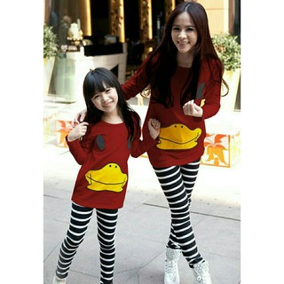 Set Áo Thun In Hình Chú Vịt Và Quần Dài Thời Trang Cho Cặp Đôi