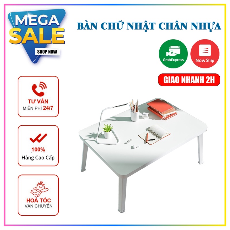 Bàn trà, Bàn Cafe, Bàn ngồi bệt hình chữ nhật giá tốt màu trắng cao cấp chân gỗ kích thước 60x40cm