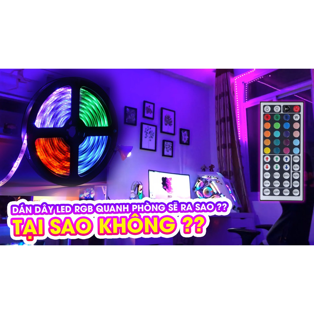 BỘ DÂY LED DÁN RGB SIÊU DÀI 10 20 MÉT NHÁY THEO NHẠC TRANG TRÍ NHÀ PHÒNG BÀN LÀM VIỆC