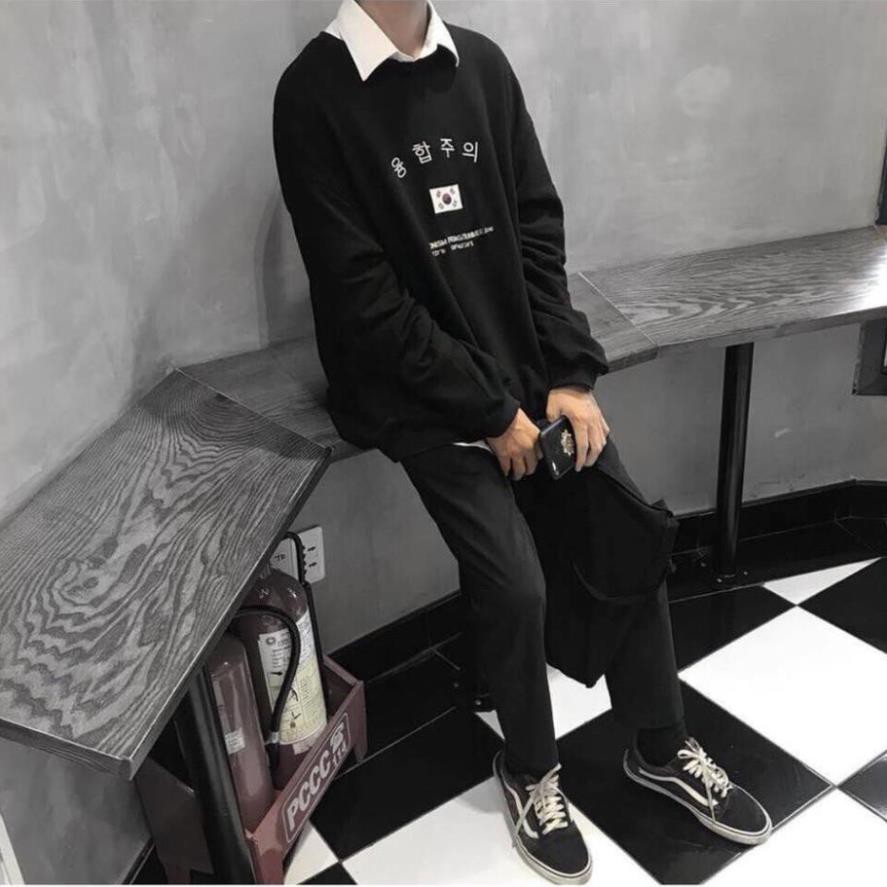 Áo sweater nỉ form rộng unisex Cờ Hàn Quốc thời trang nam nữ siêu phẩm của năm