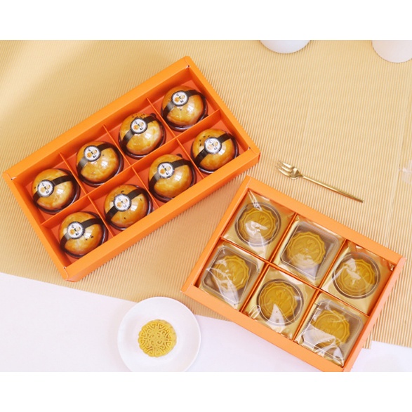 Hộp đựng bánh trung thu màu cam hình túi xách MOON CAKE DELICIOUS xinh xắn