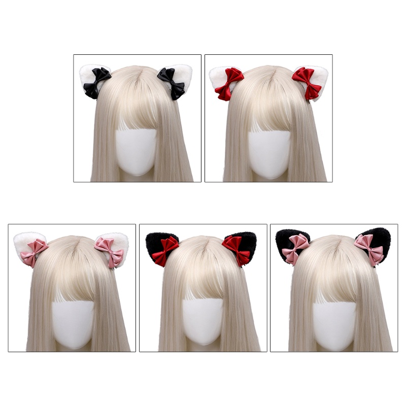 Kẹp Tóc Hình Tai Mèo Hoạt Hình Đính Nơ Tam Giác Đáng Yêu