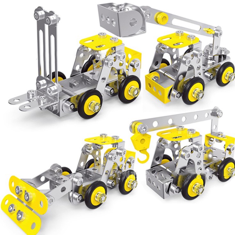 Đồ Chơi Kĩ Thuật Giáo Dục Stem SUSU BLOCK - Metal Bricks - Xe Lắp Ghép Ốc Vít Siêu Bền 1104