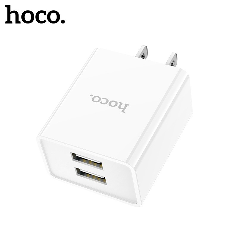 Củ sạc 2.1A Hoco C89 chuôi dẹt nhựa ABS cao cấp 2 cổng Usb dành cho Smartphone