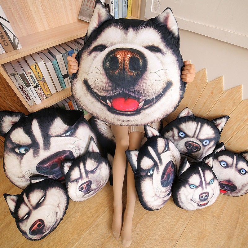 🐻🐻Gối Sofa hình chó Husky 3D dễ thương