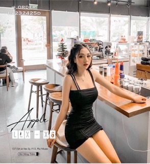 Đầm body 2 dây rút