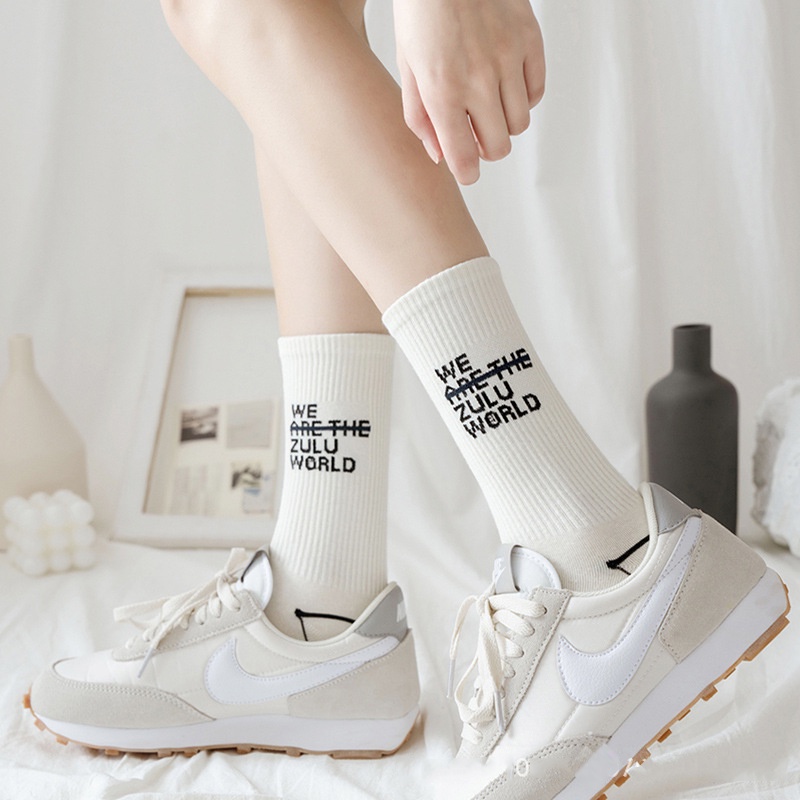 Tất cao cổ nam nữ vớ thể thao in chữ số sáng tạo cá tính phong cách Basic năng động dành cho giới trẻ LUMINA TD028