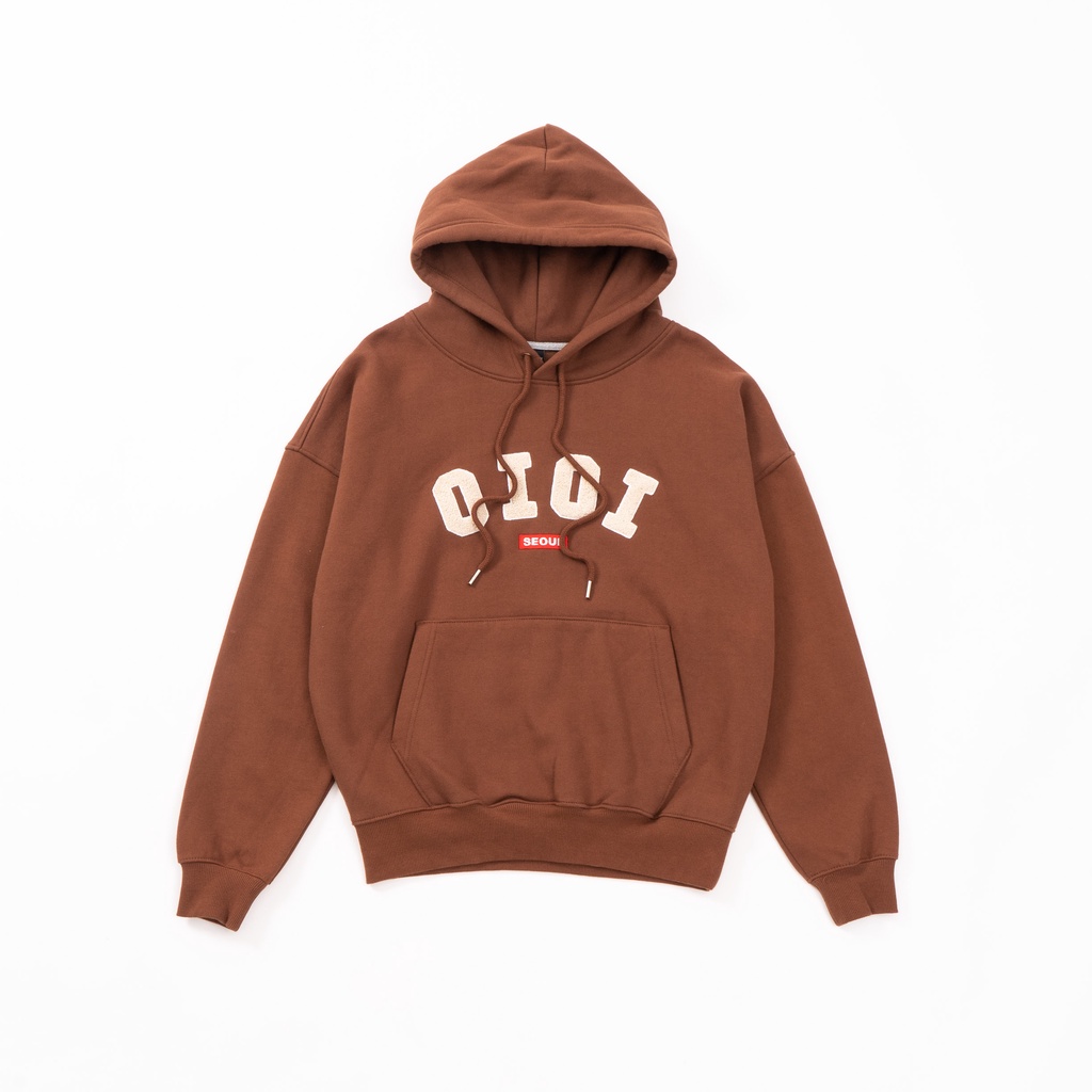 HOODIE PHONG CÁCH HÀN QUỐC LOGO THÊU BÔNG XÙ