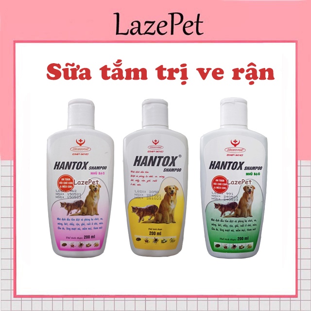 Sữa Tắm Hantox Trị Ve Rận Bọ Chét Cho Chó Mèo 200ml