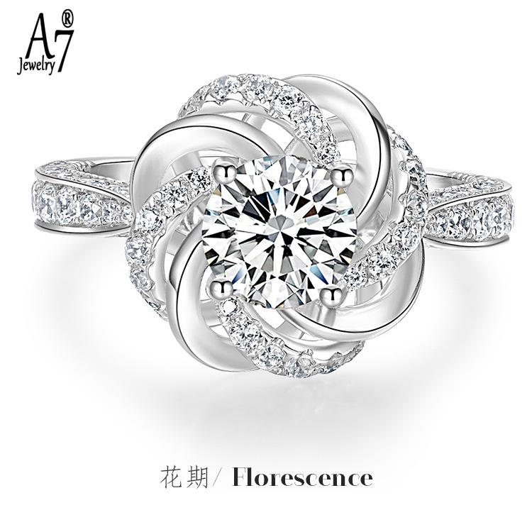 Nhẫn đeo ngón tay hai lớp đính đá moissanite nhân tạo trang trí thời trang dành cho nữ