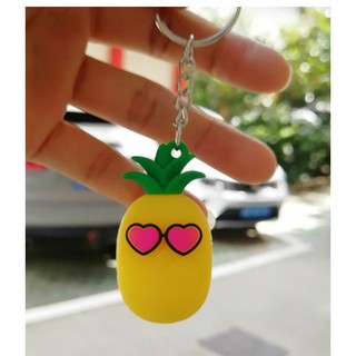Móc khóa cao su cứng hình trái thơm / quả dứa