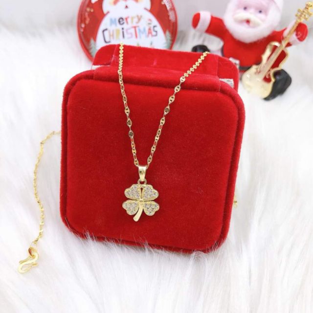 Dây chuyền 4 lá bạc mạ vàng